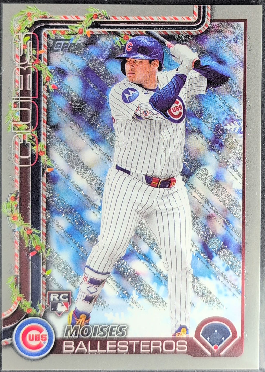 2025 Topps Holiday Moisés Ballesteros #H169 Silver Glitter Holiday RC Chicago Cubs front