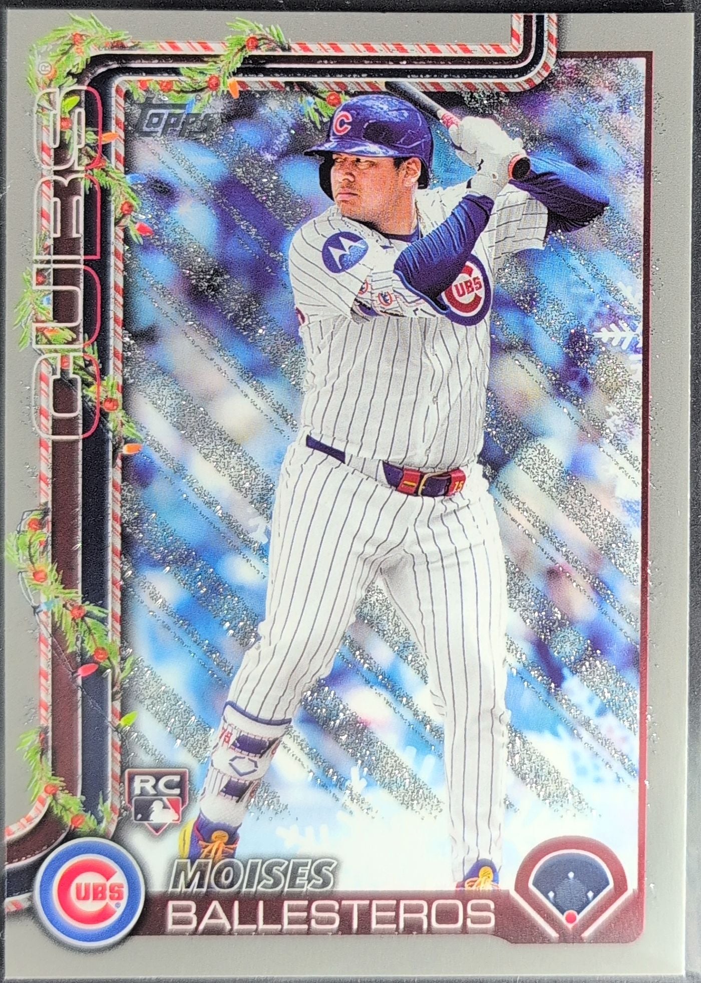 2025 Topps Holiday Moisés Ballesteros #H169 Silver Glitter Holiday RC Chicago Cubs front