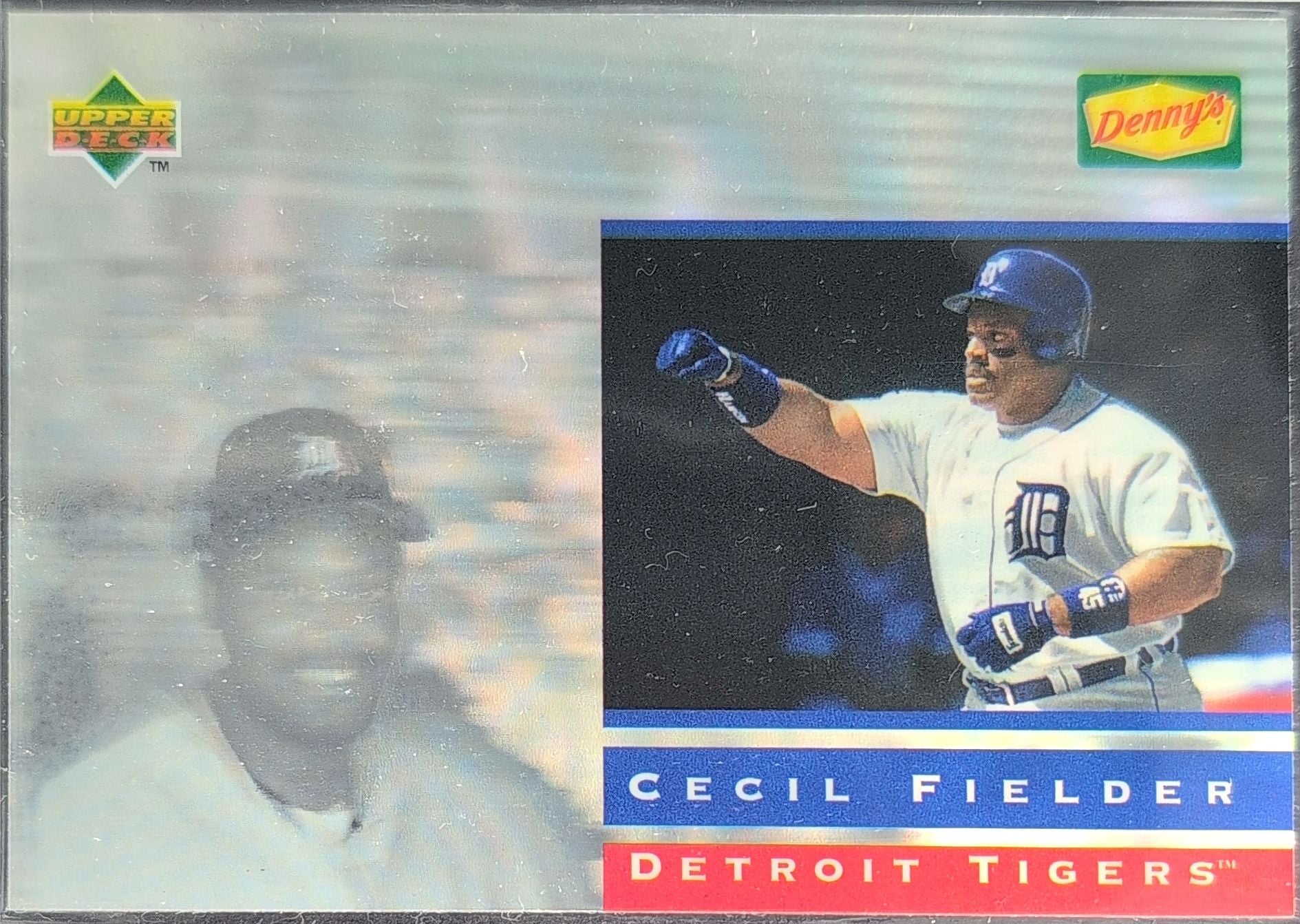 #0828 Cecil Fielder 1995 Upper Deck dennys classic hologram
