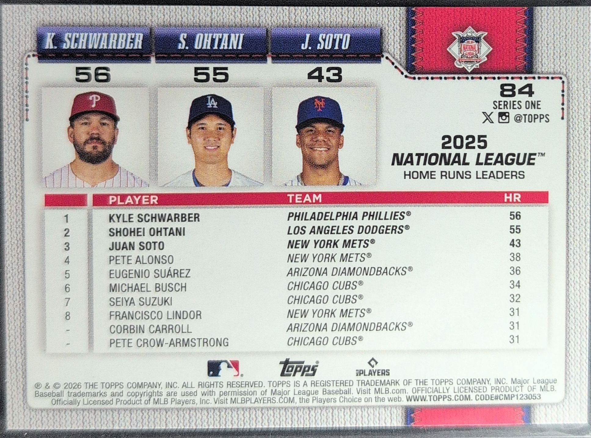 2026 Topps Kyle Schwarber / Shohei Ohtani / Juan Soto #84 Phillies, Dodgers, Mets back