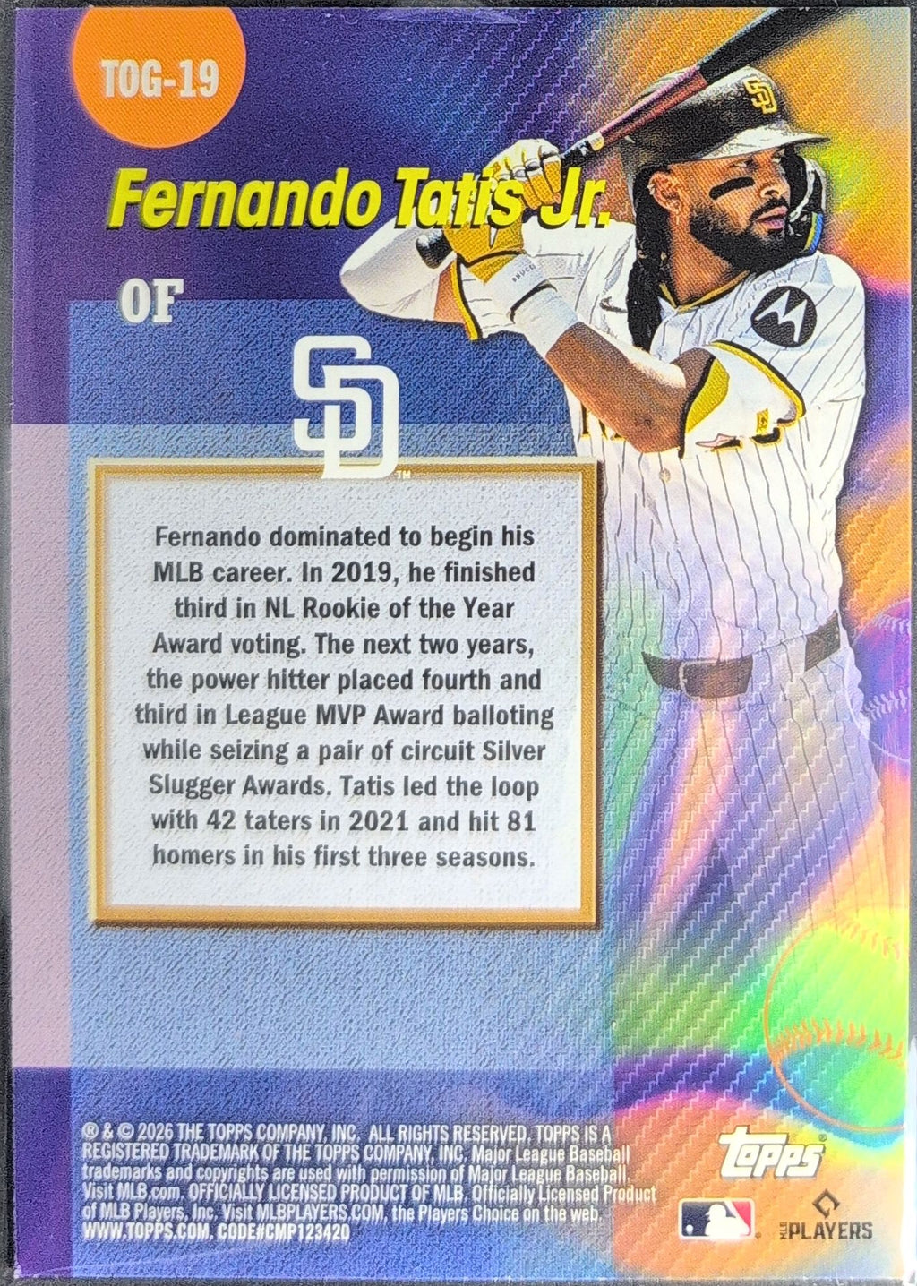 2026 Topps Fernando Tatis Jr. #TOG-19 Titans of the Game San Diego Padres back