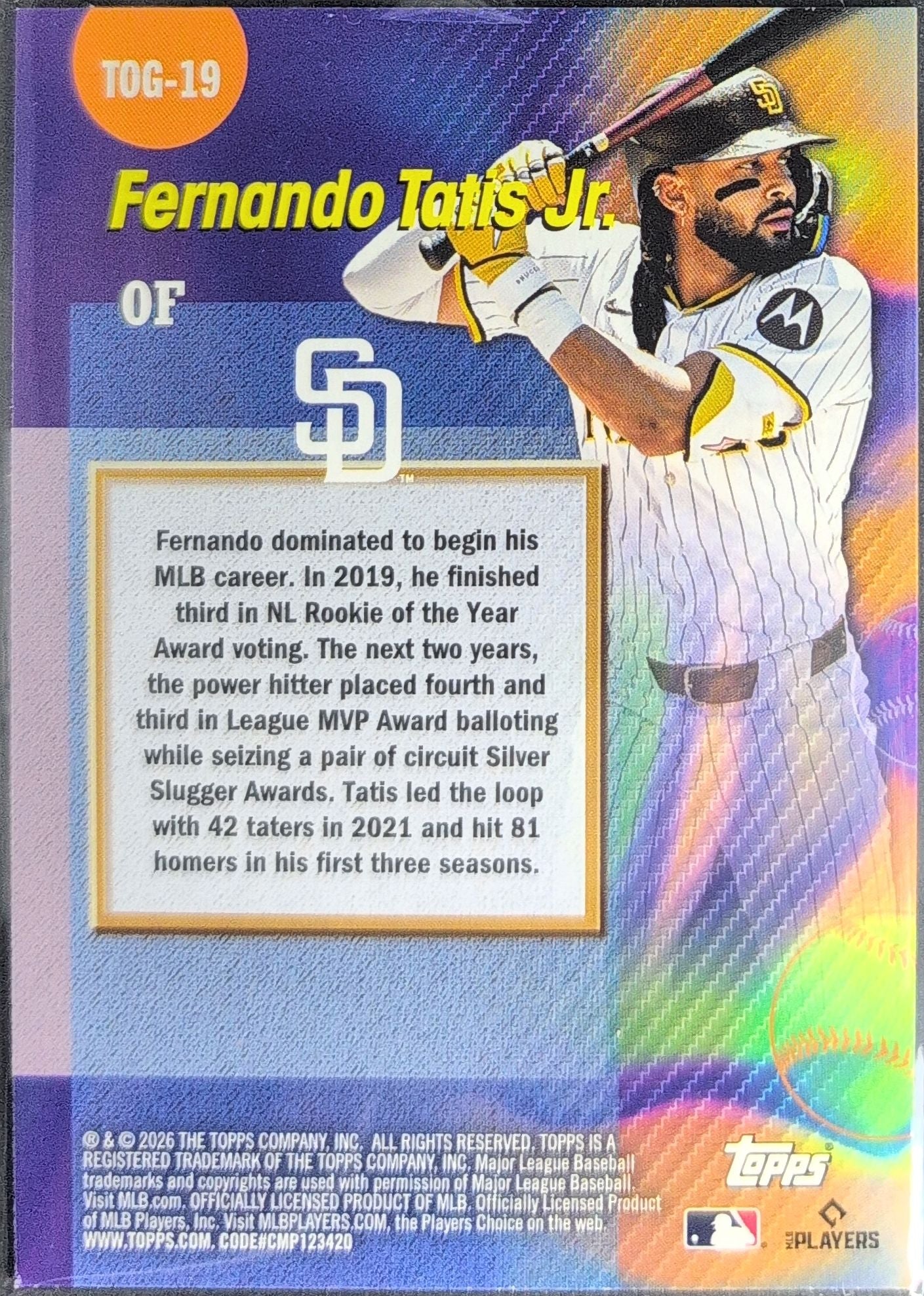 2026 Topps Fernando Tatis Jr. #TOG-19 Titans of the Game San Diego Padres back