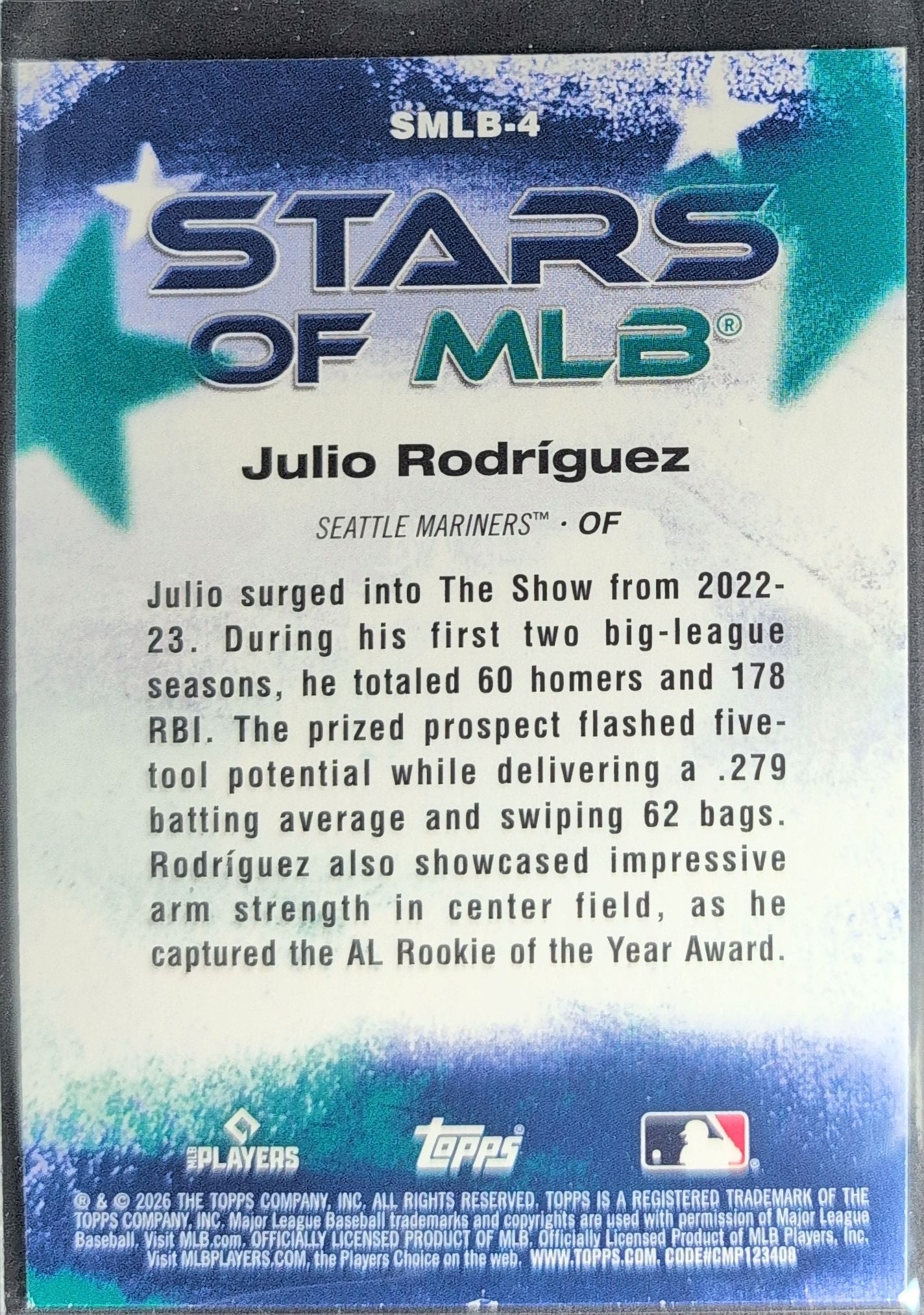 2026 Topps Julio Rodríguez #SMLB-4 Stars of MLB Seattle Mariners back