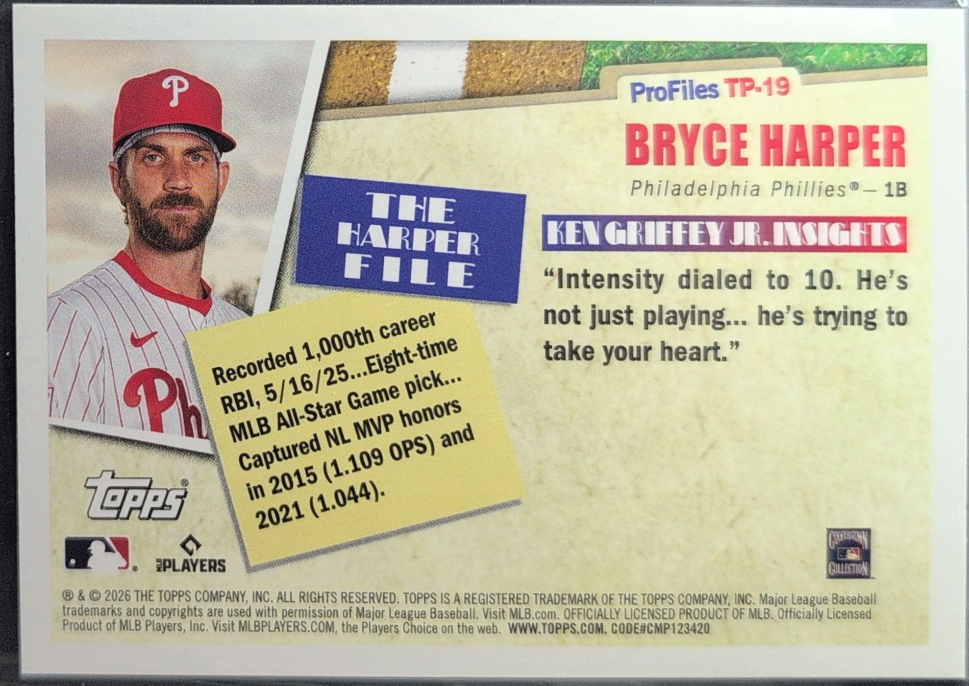 Bryce Harper 2026 Topps #TP-19 Topps Profiles Philadelphia Phillies - back image
