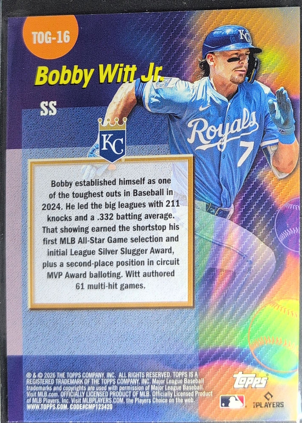 2026 Topps Bobby Witt Jr. #TOG-16 Titans of the Game Kansas City Royals back