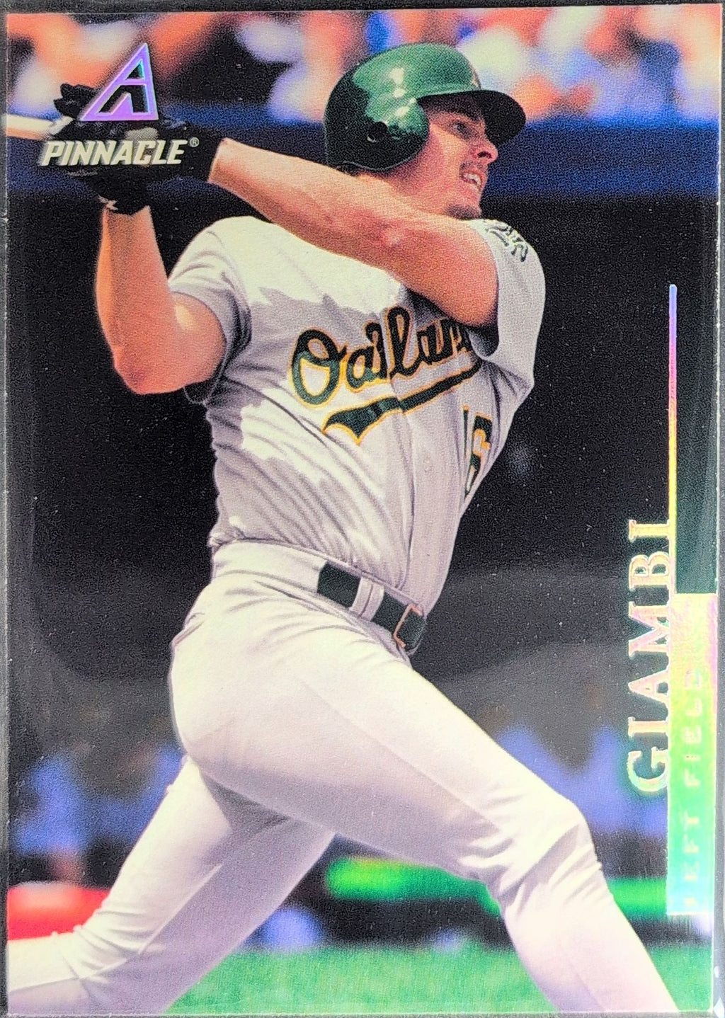 1998 Pinnacle Jason Giambi #38 Home Stats Oakland Athletics front
