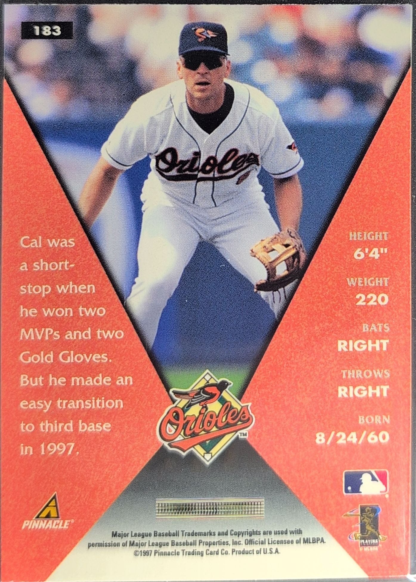 1998 Pinnacle Cal Ripken Jr. / Roberto Alomar #183 Baltimore Orioles back