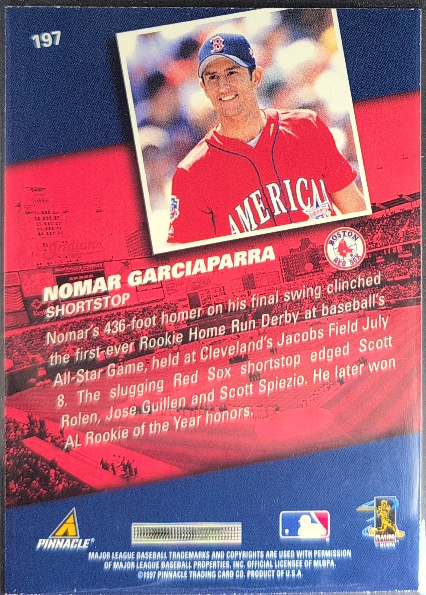 Nomar Garciaparra 1998 Pinnacle #197 Boston Red Sox - back image
