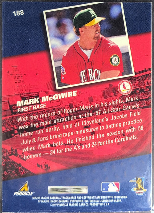 1998 Pinnacle Mark McGwire #188 St. Louis Cardinals back