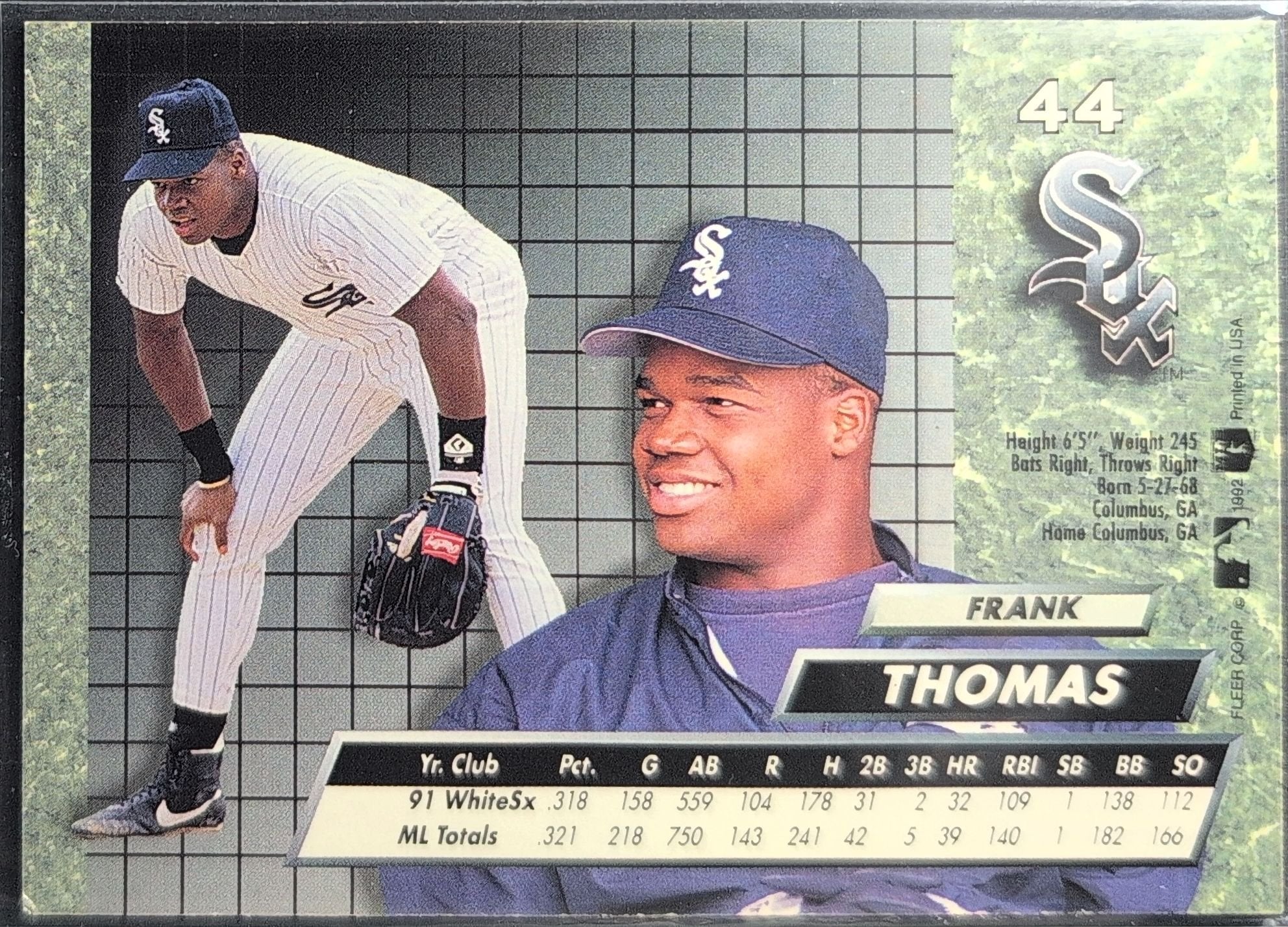Frank Thomas 1992 Ultra #44 Chicago White Sox - back image