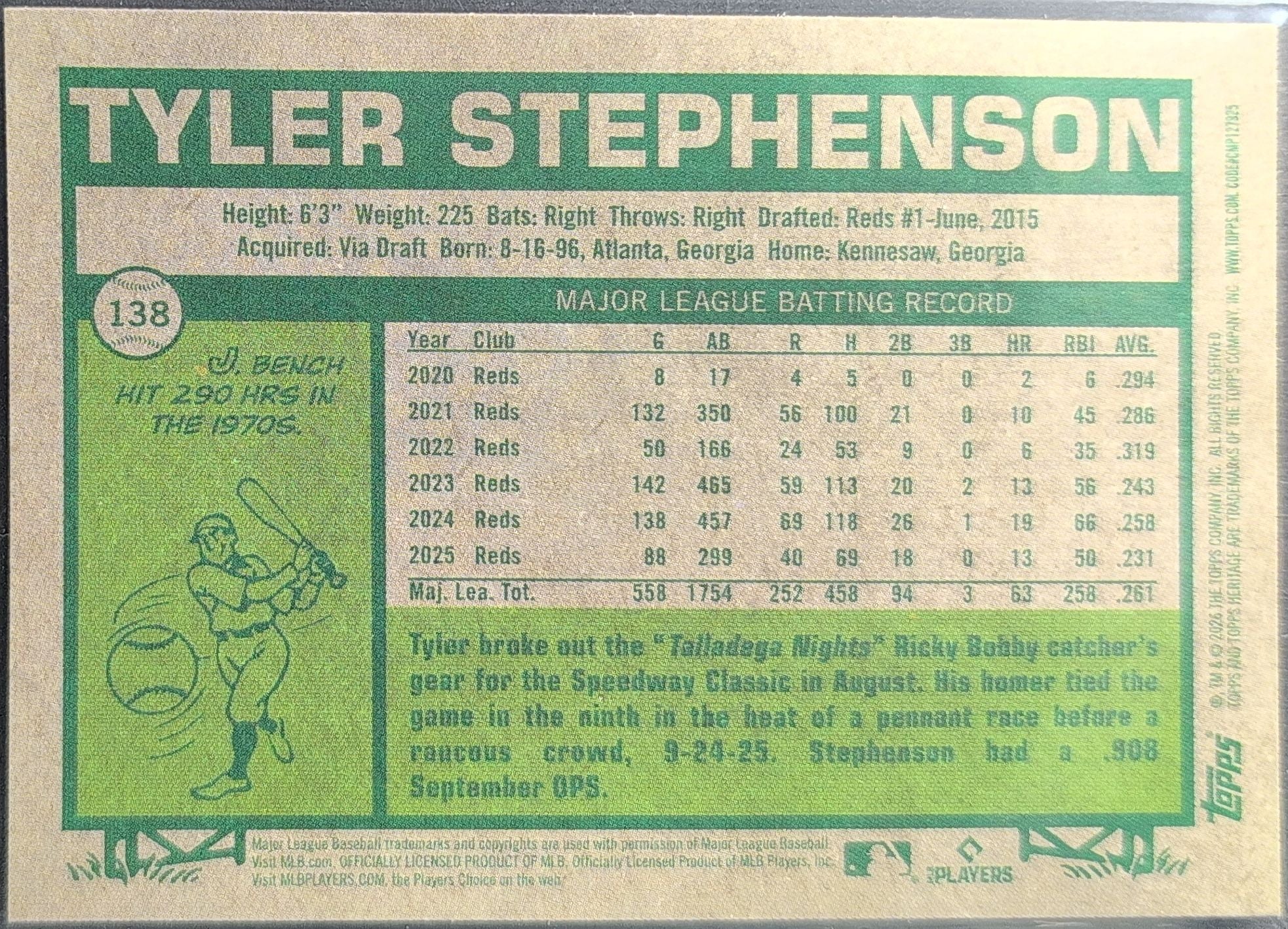 2026 Topps Heritage Tyler Stephenson #138 Chrome Cincinnati Reds back