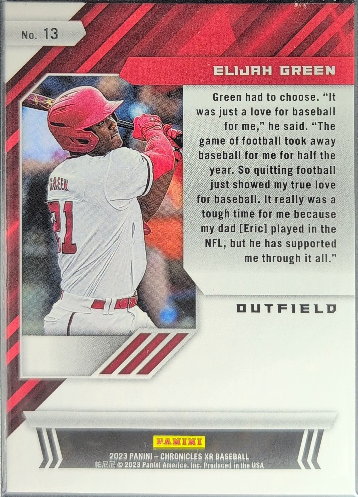 Elijah Green 2023 Panini Chronicles - XR Red #13 Washington Nationals - back image