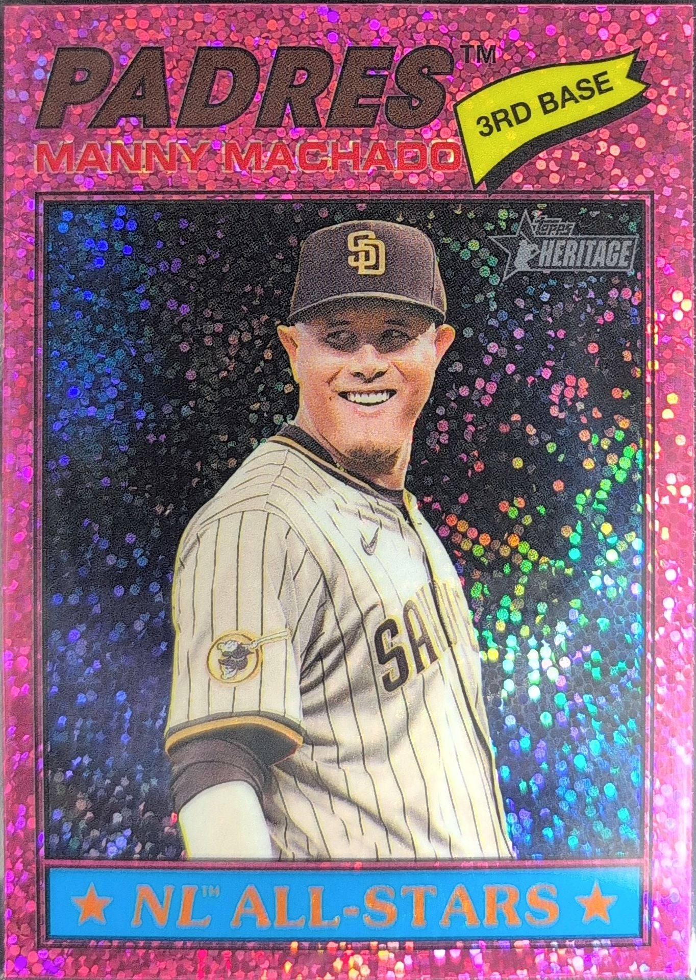 Manny Machado 2026 Topps Heritage #143 Chrome Pink Sparkle Refractors SD Padres