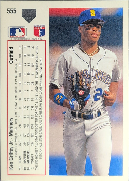 1991 Upper Deck Ken Griffey Jr. #555b Seattle Mariners back