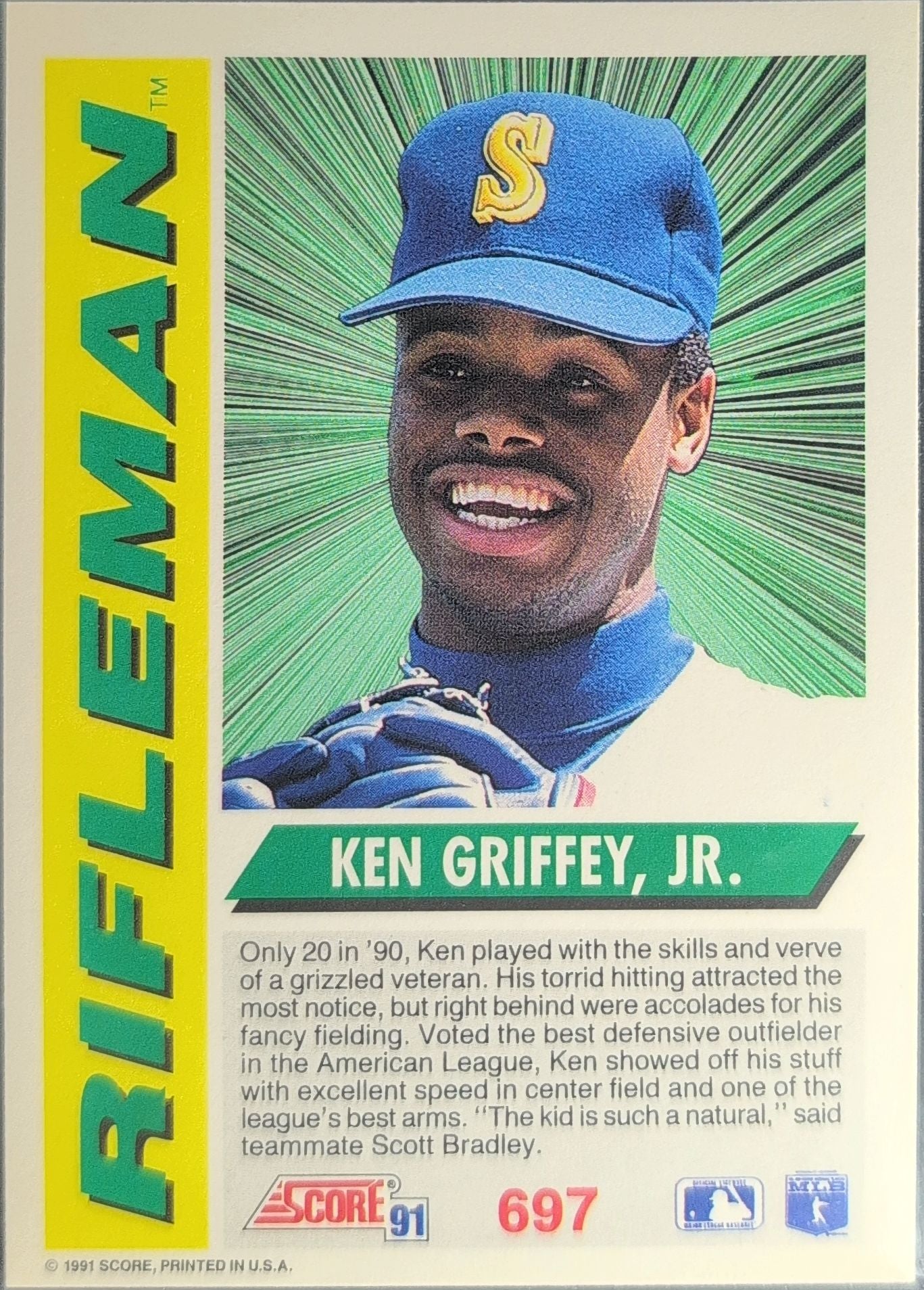 1991 Score Ken Griffey, Jr. #697 Seattle Mariners back