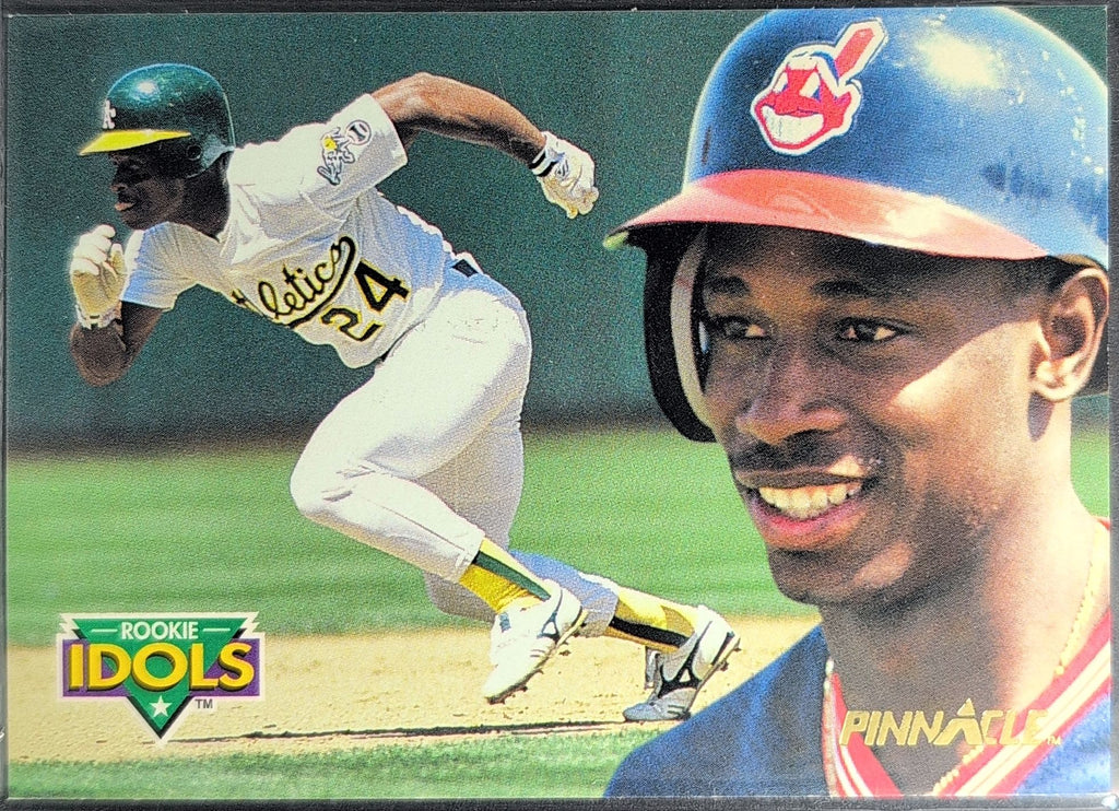 1992 Pinnacle Kenny Lofton / Rickey Henderson #7 Rookie Idols Indians/Athletics front