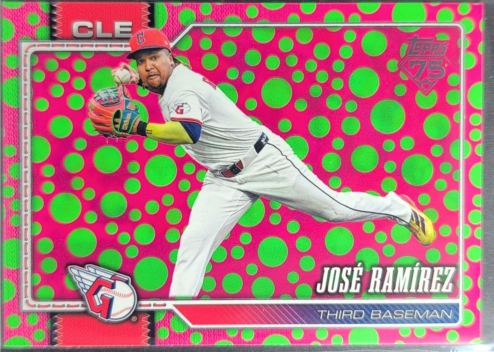 José Ramírez 2026 Topps #284 Holiday Polka Dots Green Pink Cleveland Guardians - front image