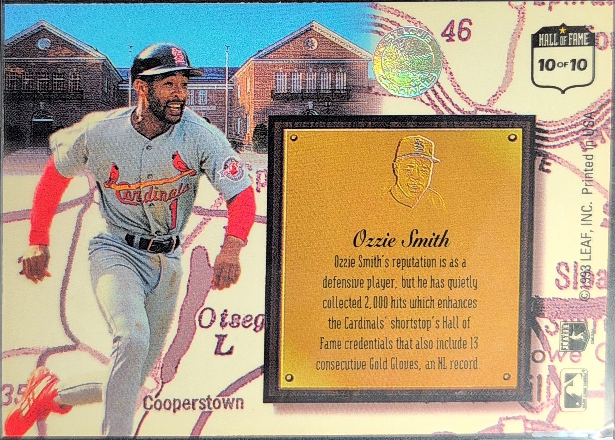 Ozzie Smith 1993 Leaf #10 Heading for the Hall St. Louis Cardinals - back image