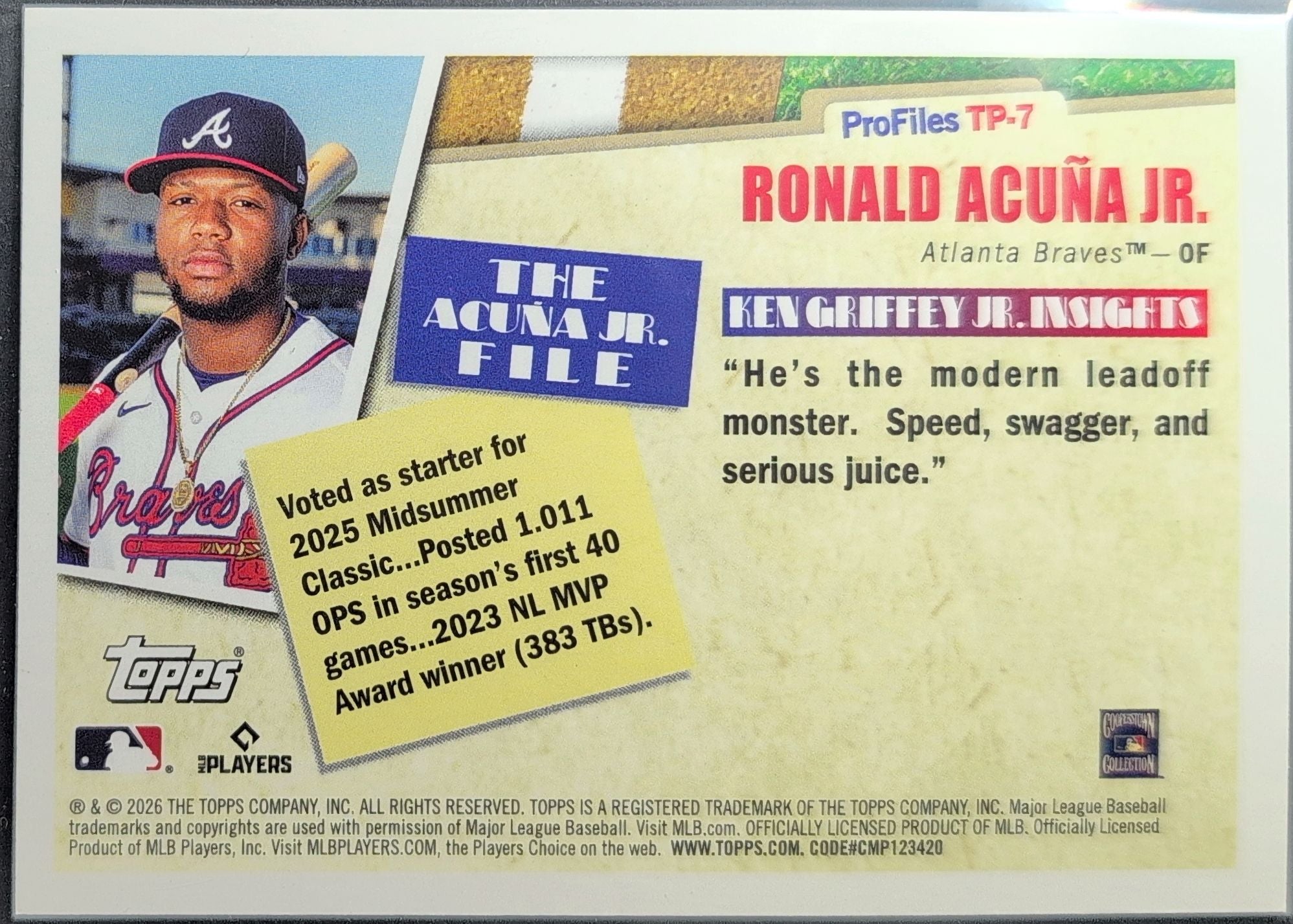 2026 Topps Ronald Acuña Jr. #TP-7 Topps Profiles Atlanta Braves back