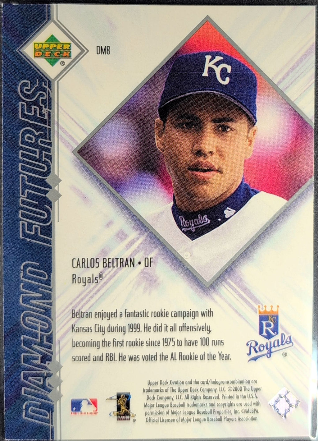 2000 Upper Deck Ovation Carlos Beltran #DM8 Diamond Futures Kansas City Royals back