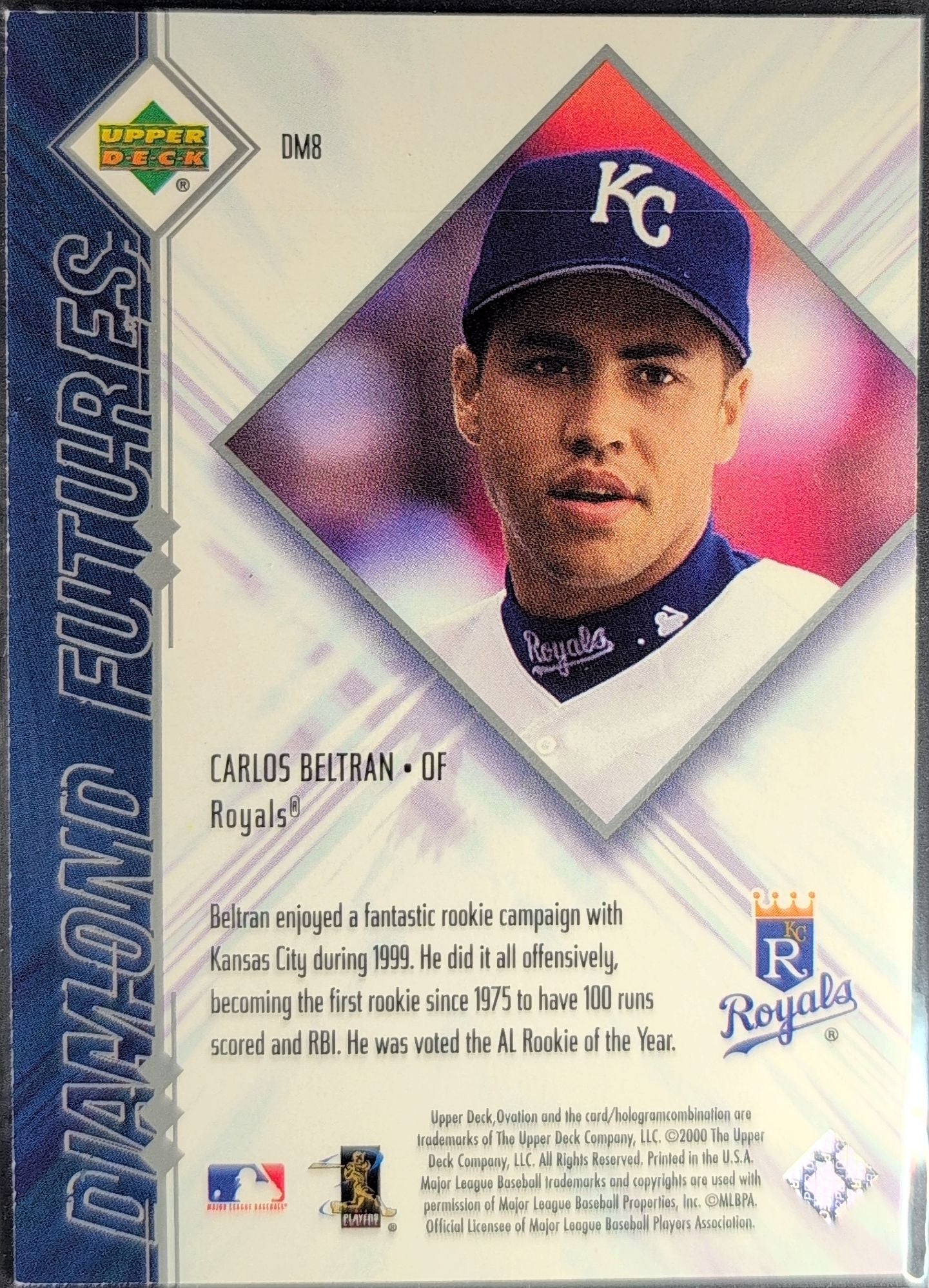 2000 Upper Deck Ovation Carlos Beltran #DM8 Diamond Futures Kansas City Royals back