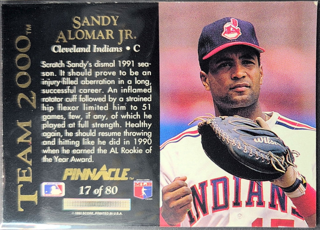 1992 Pinnacle Sandy Alomar Jr. #17 Team 2000 Cleveland Indians back