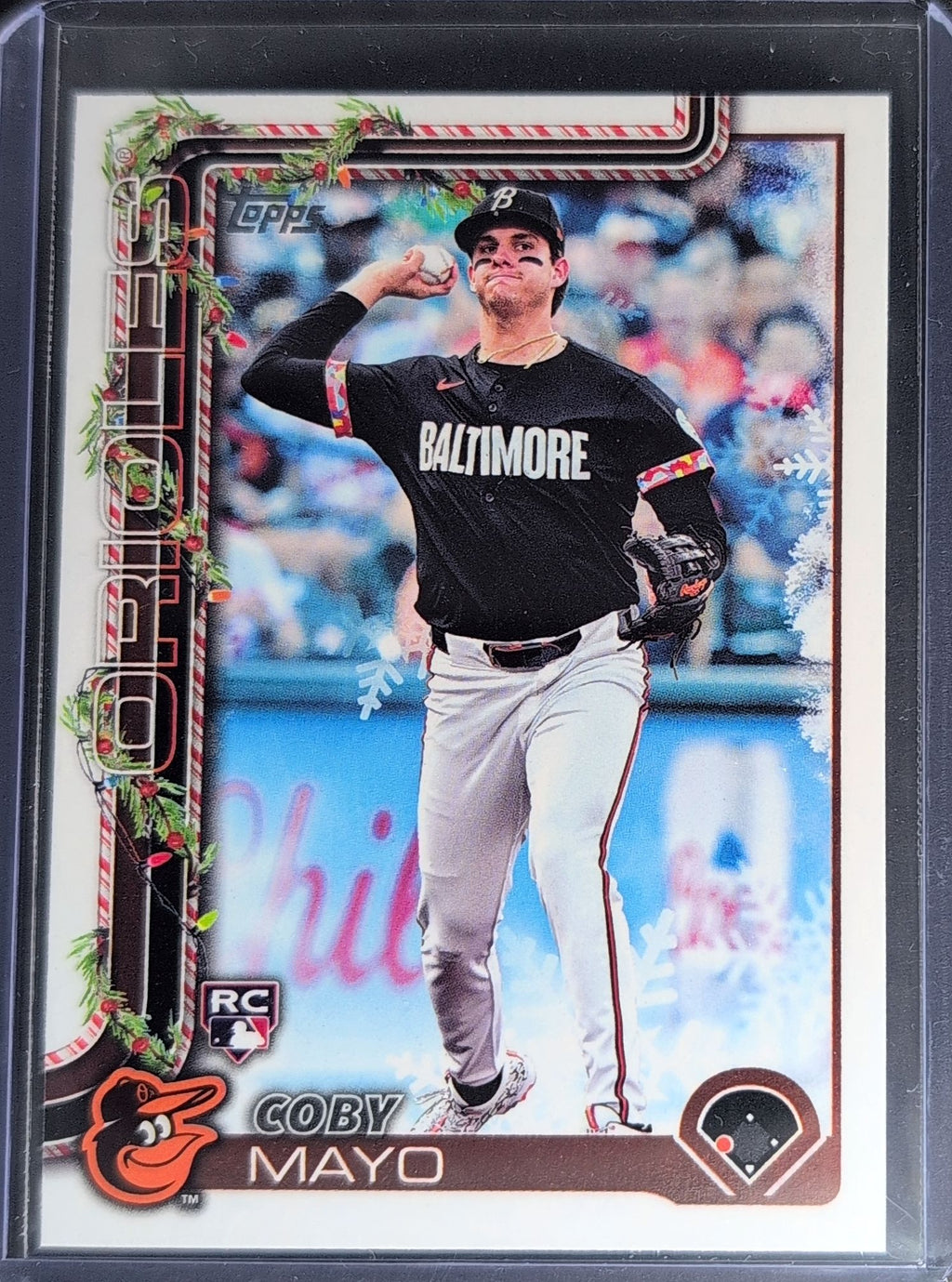 2025 Topps Holiday Coby Mayo #H118 RC Baltimore Orioles front