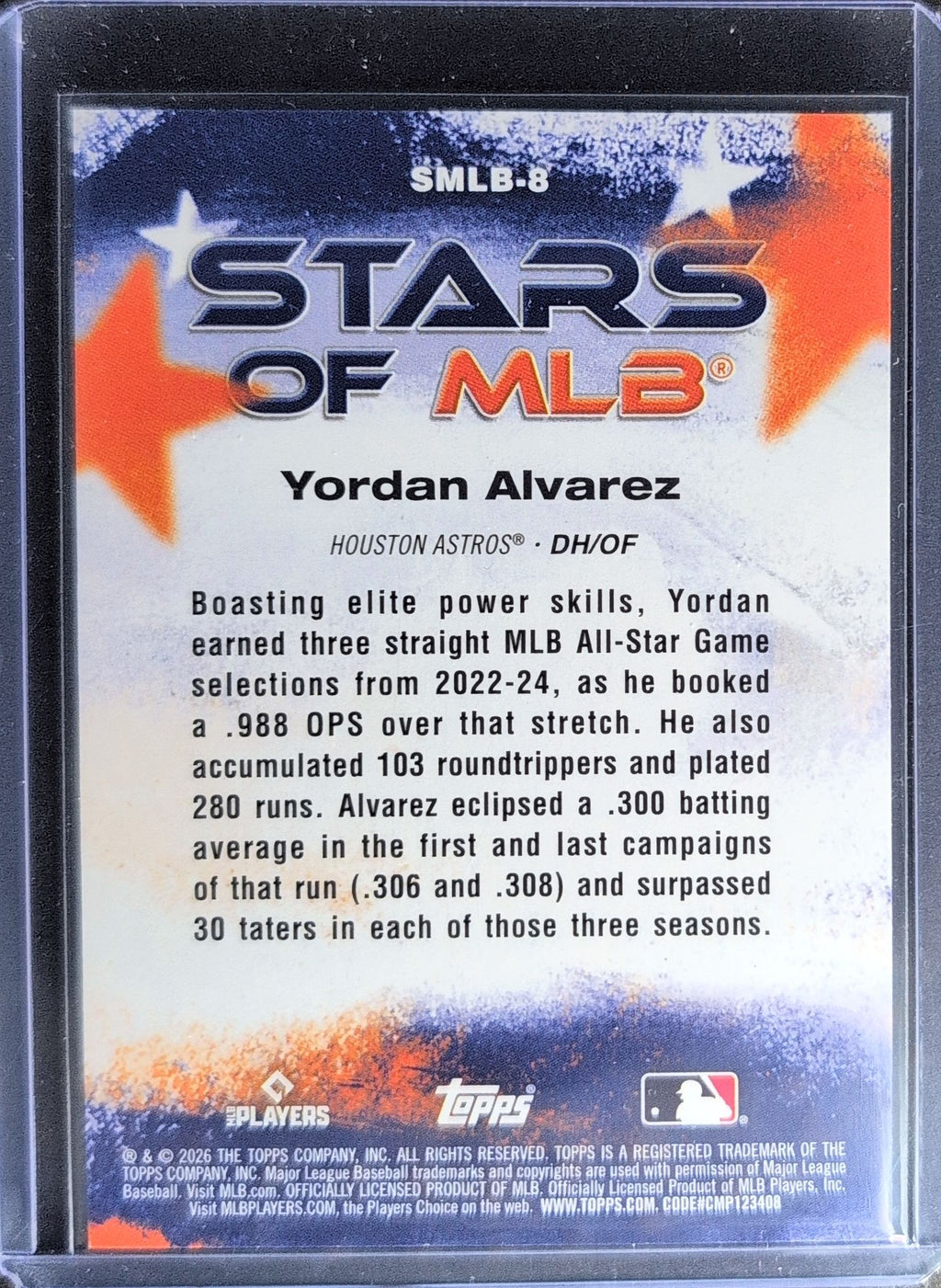 2026 Topps Yordan Alvarez #SMLB-8 Stars of MLB Houston Astros back