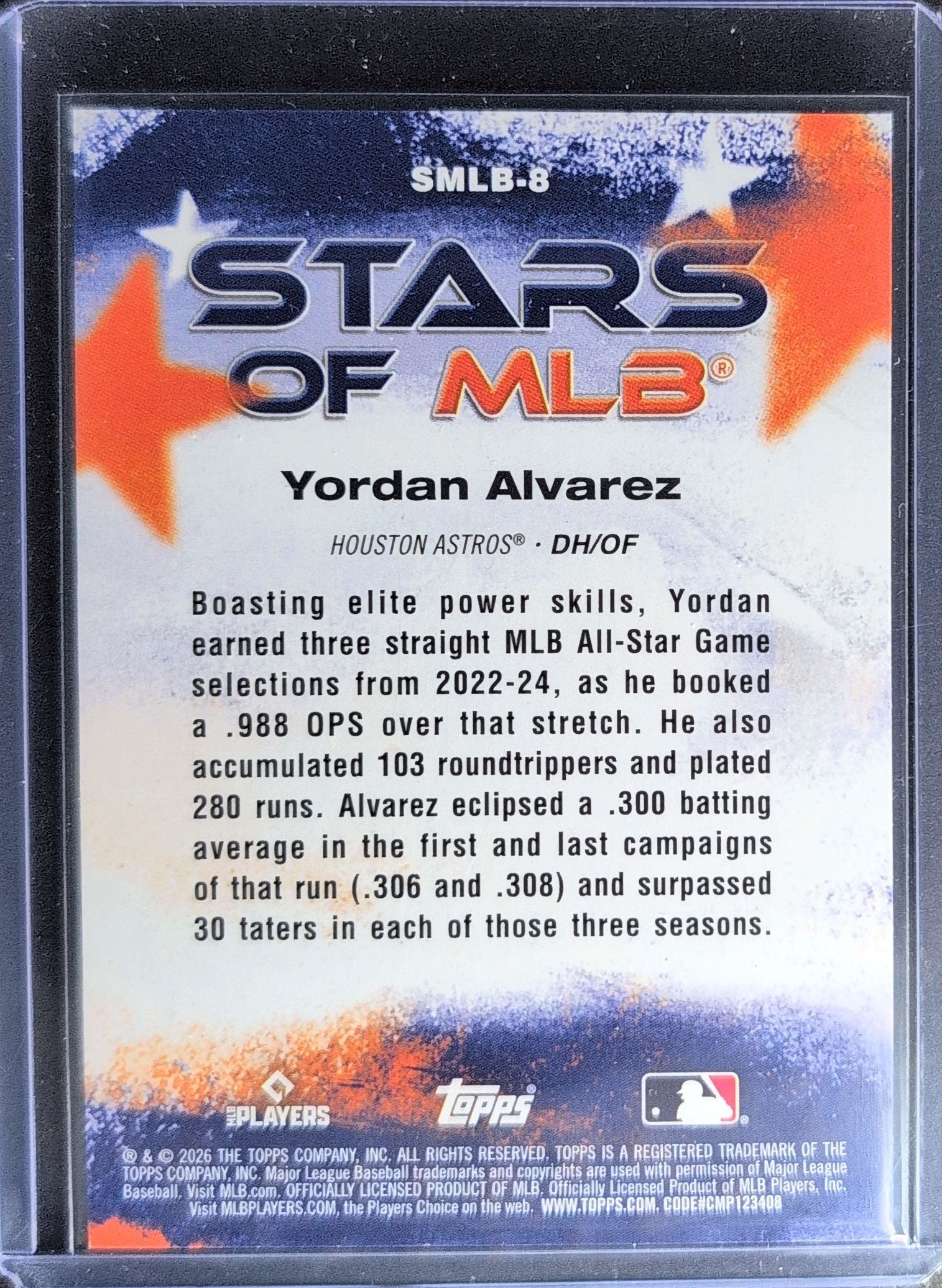 2026 Topps Yordan Alvarez #SMLB-8 Stars of MLB Houston Astros back