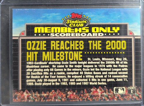 1992 Stadium Club Members Only Ozzie Smith #NNO St. Louis Cardinals back