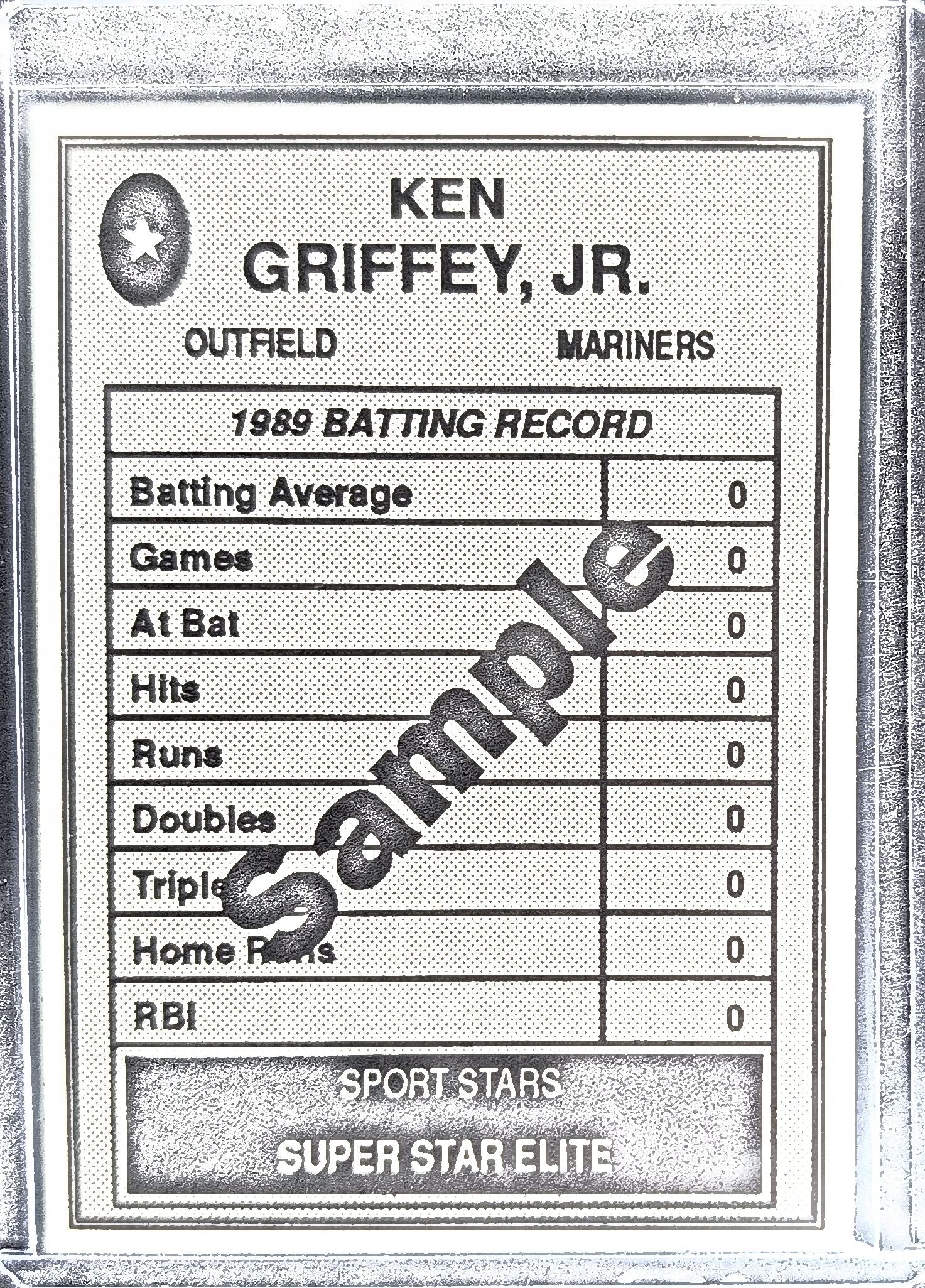 Ken Griffey, Jr. 1990 Sports Stars Super Star Elite Samples Seattle Mariners
