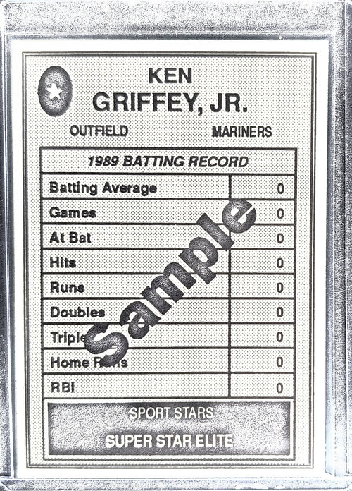 1990 Sports Stars Super Star Elite Samples (unlicensed) Ken Griffey, Jr. #NNO Seattle Mariners back
