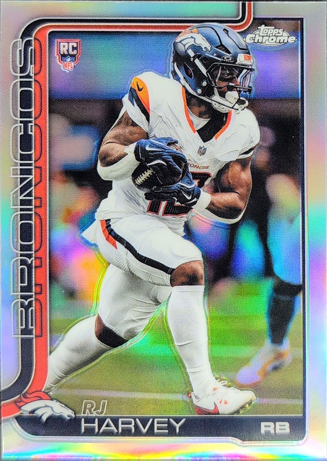 2025 Topps Chrome RJ Harvey #330 Refractor RC Denver Broncos front