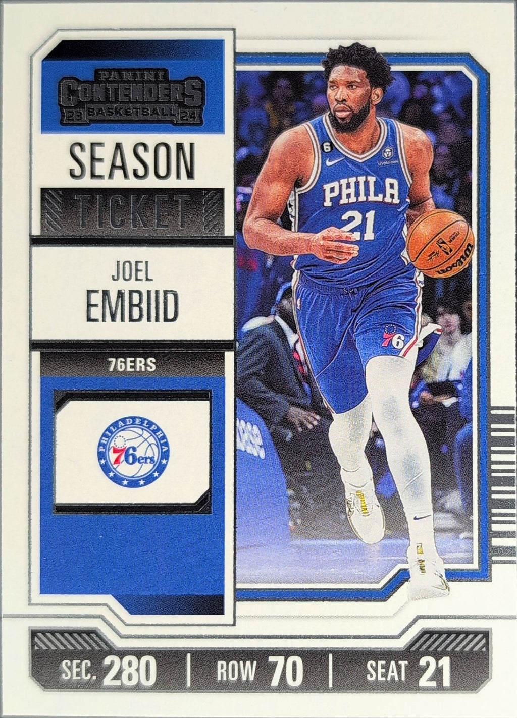 2023-24 Panini Contenders Joel Embiid #56 Season Ticket Retail Philadelphia 76ers front