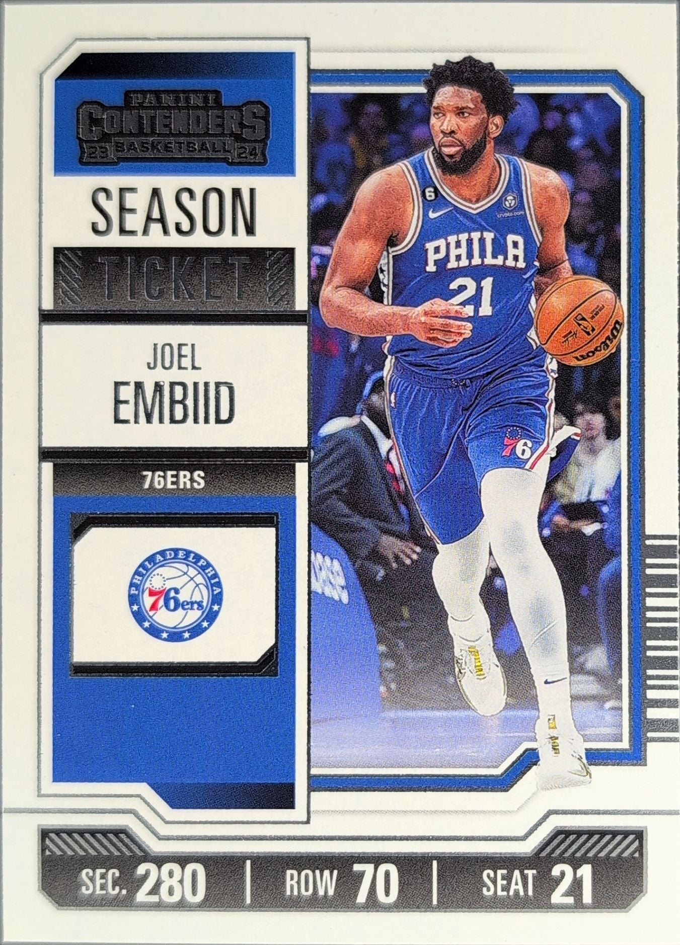 2023-24 Panini Contenders Joel Embiid #56 Season Ticket Retail Philadelphia 76ers front
