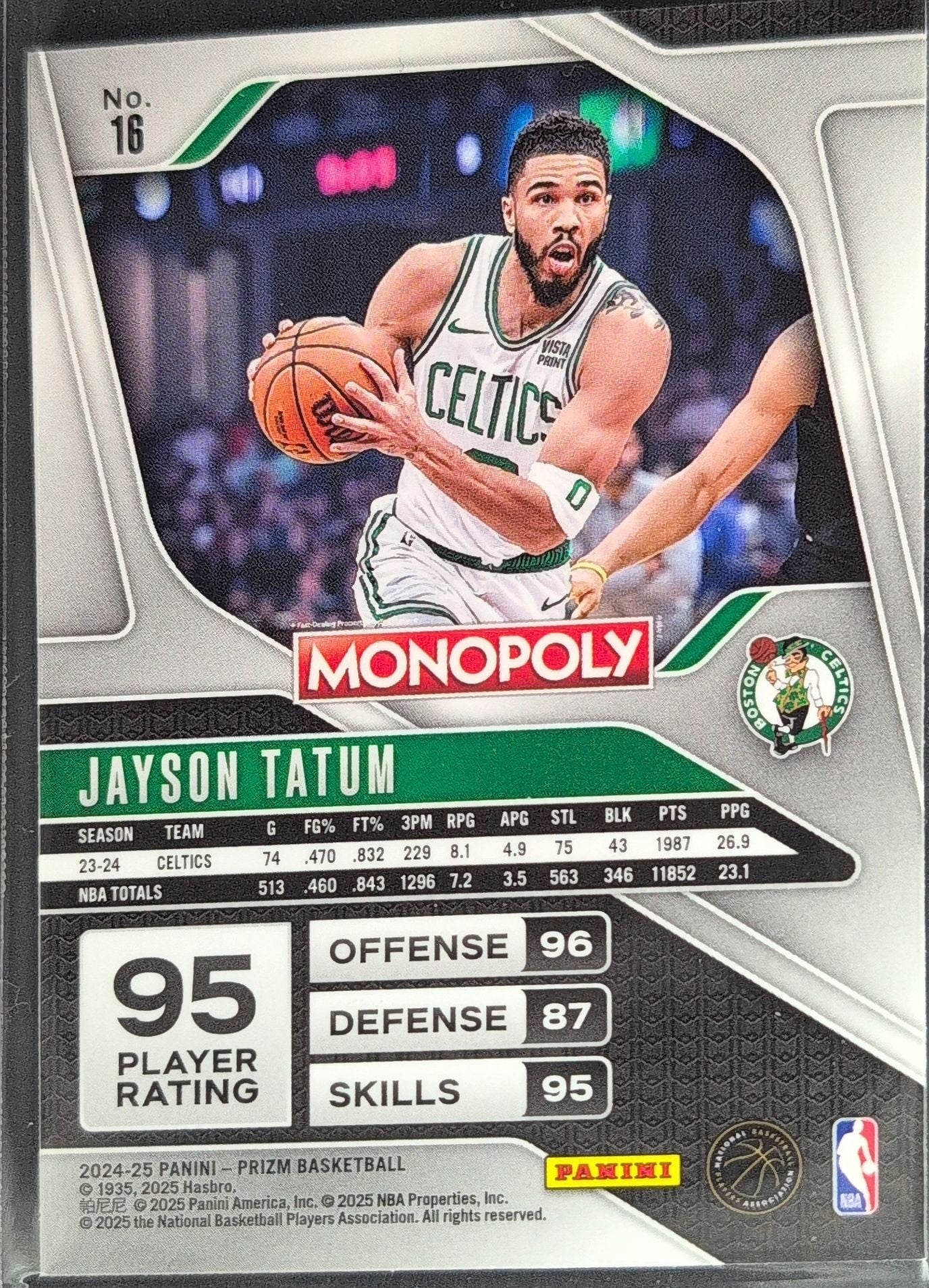 2024-25 Panini Prizm Monopoly Jayson Tatum #16 Boston Celtics back