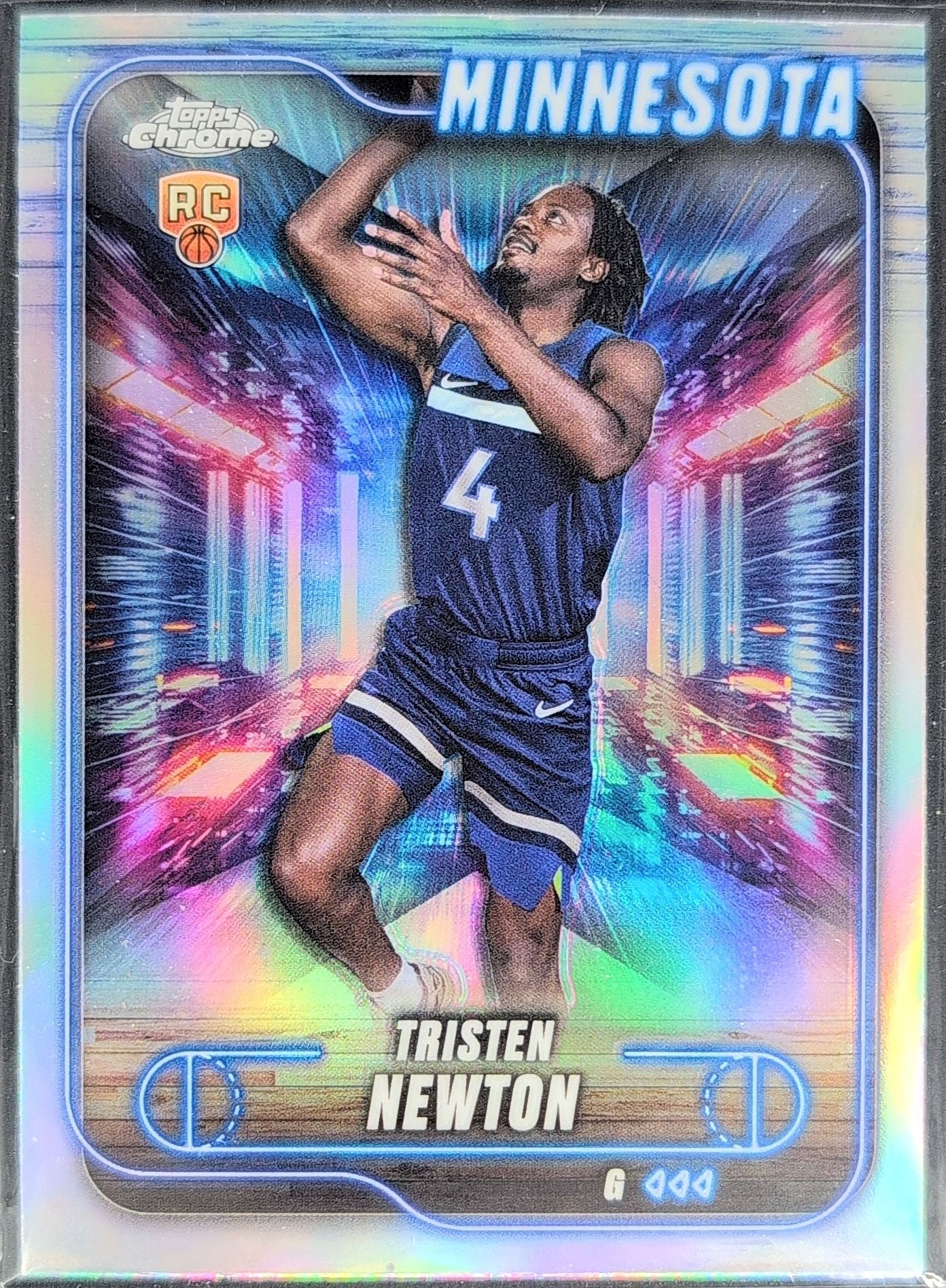 2024-25 Topps Chrome - Prism Refractor Tristen Newton #108 RC Minnesota Timberwolves front