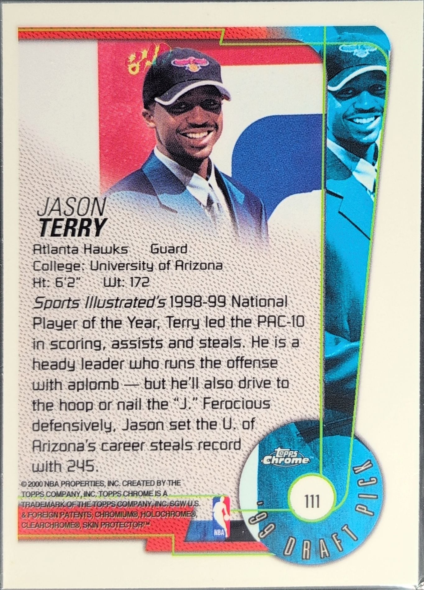 1999-00 Topps Chrome Jason Terry #111 RC Atlanta Hawks back