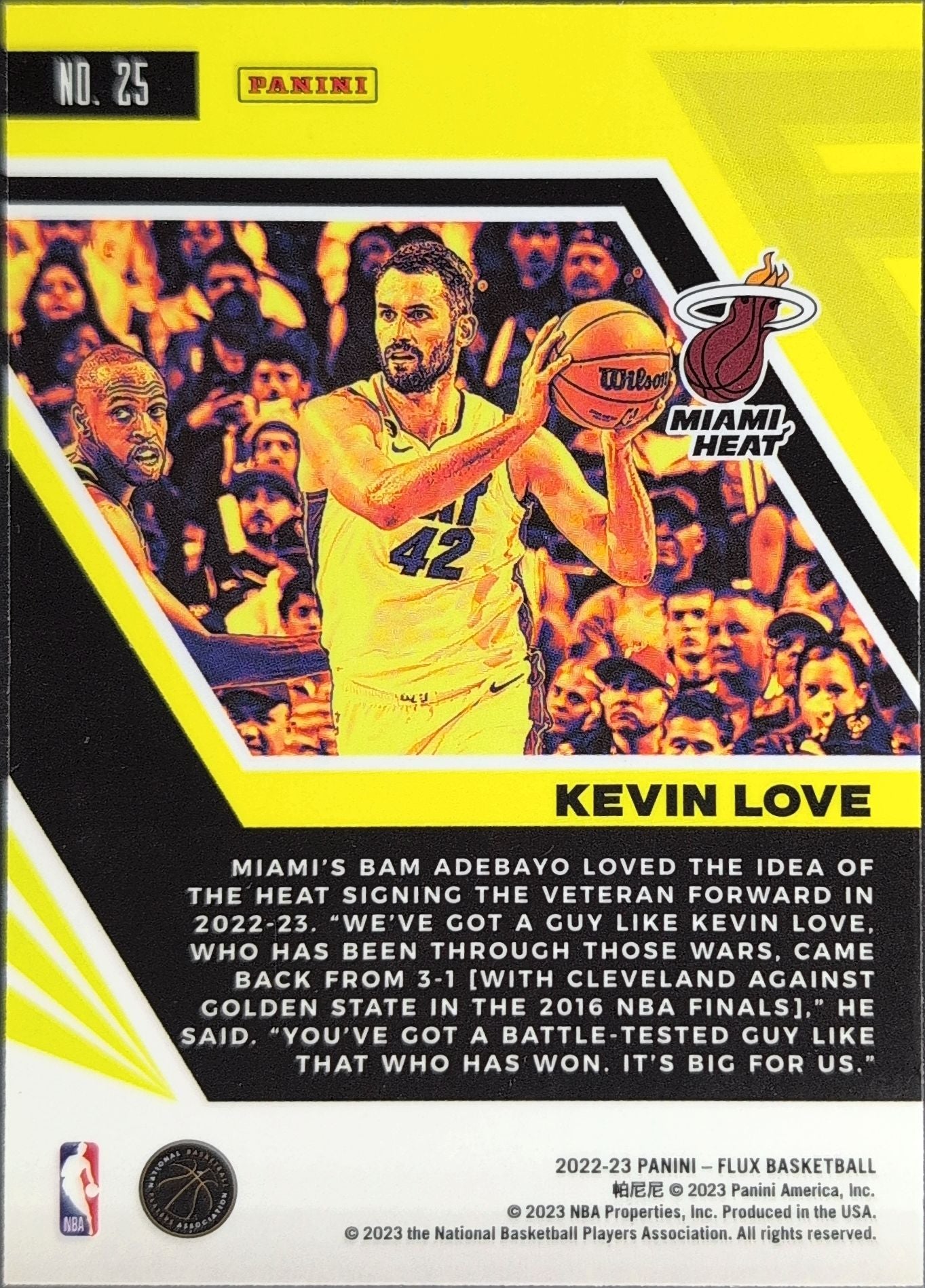 2022-23 Panini Flux Kevin Love #25 Miami Heat back