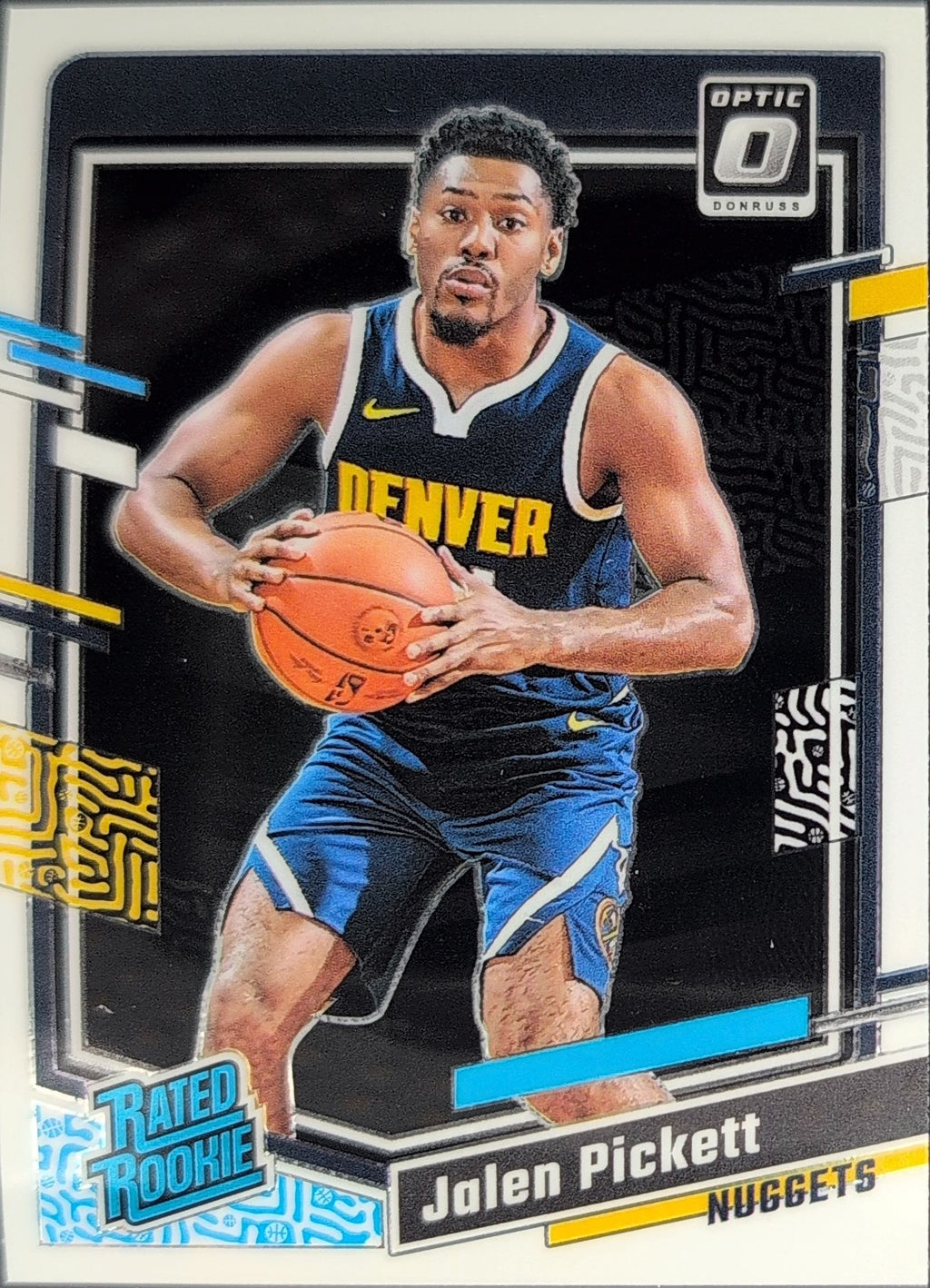 2023-24 Donruss Optic Jalen Pickett #215 Blue Velocity RC Denver Nuggets front