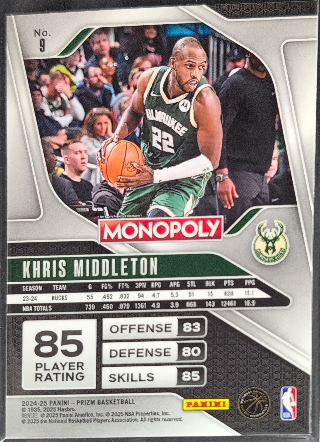 Khris Middleton 2024-25 Panini Prizm Monopoly #9 Milwaukee Bucks