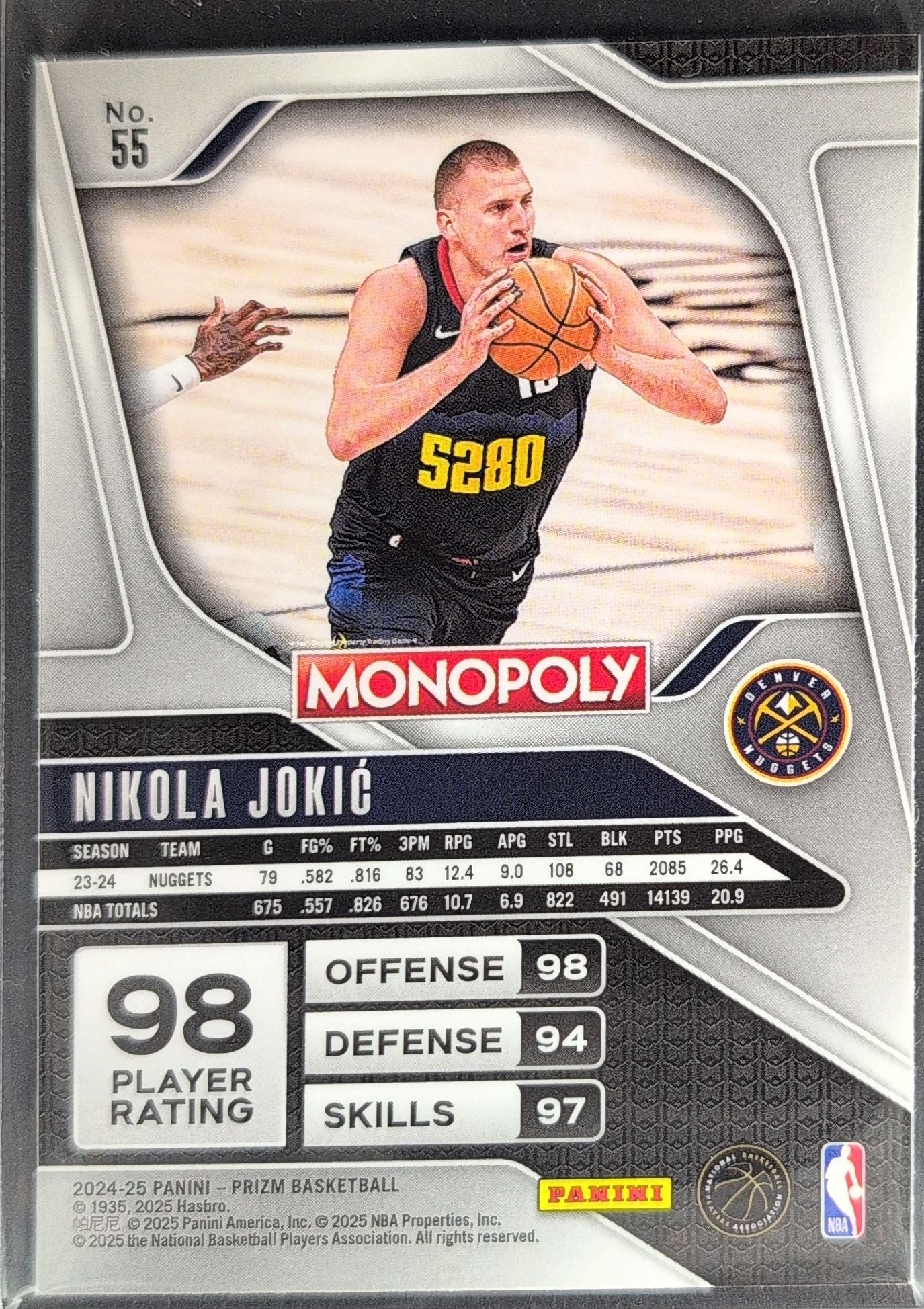 2024-25 Panini Prizm Monopoly Nikola Jokic #55 Denver Nuggets back