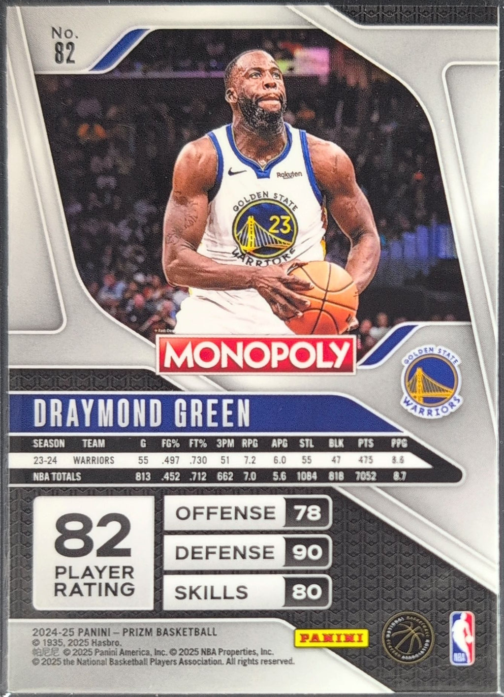 2024-25 Panini Prizm Monopoly Draymond Green #82 Golden State Warriors back
