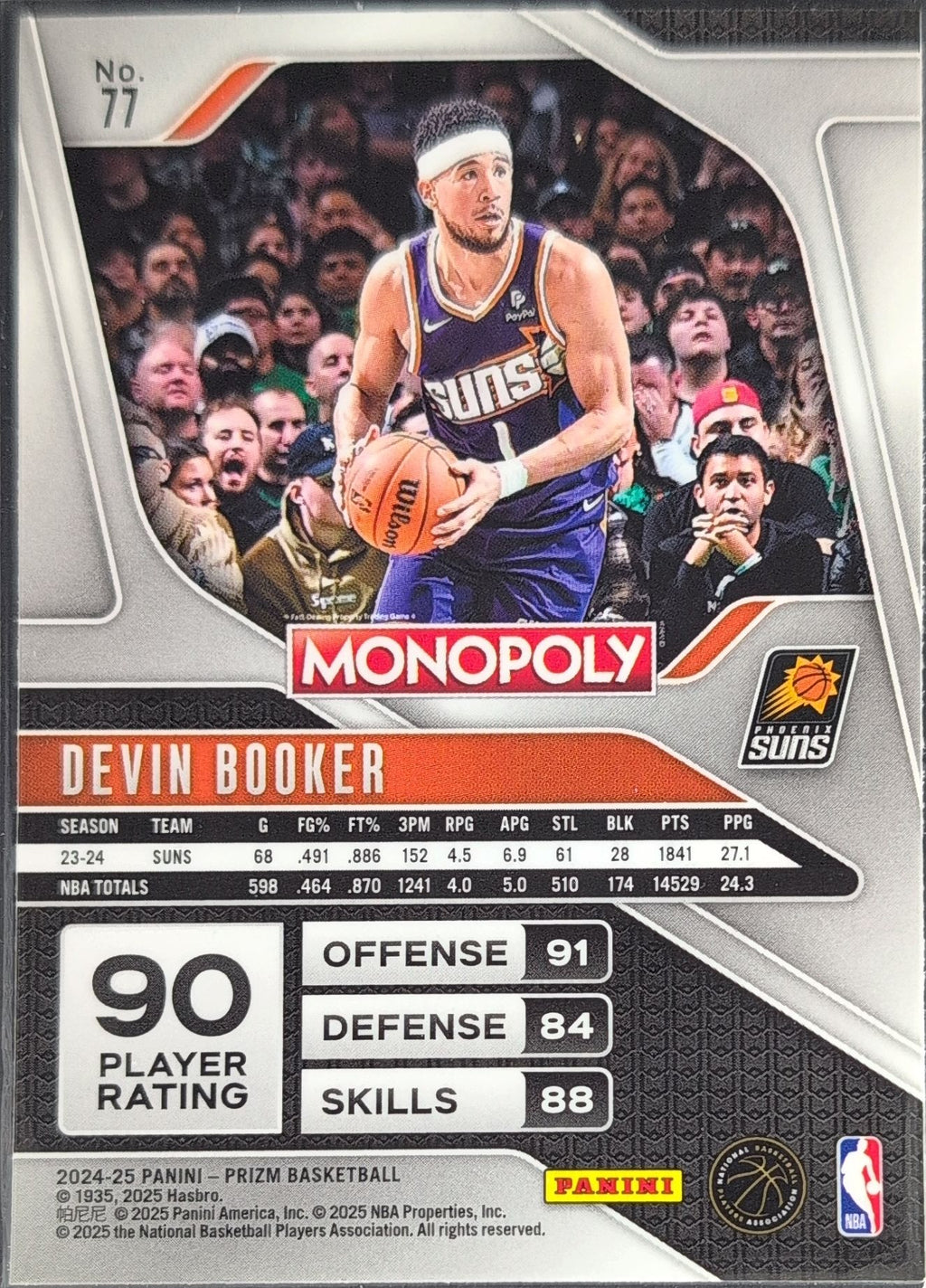 2024-25 Panini Prizm Monopoly Devin Booker #77 Phoenix Suns back