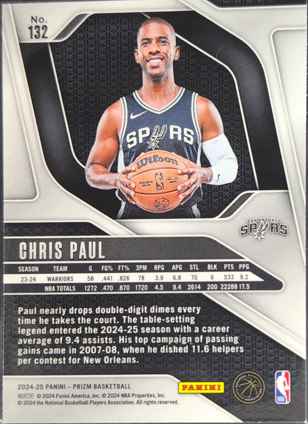 2024-25 Panini Prizm Chris Paul #132 San Antonio Spurs back