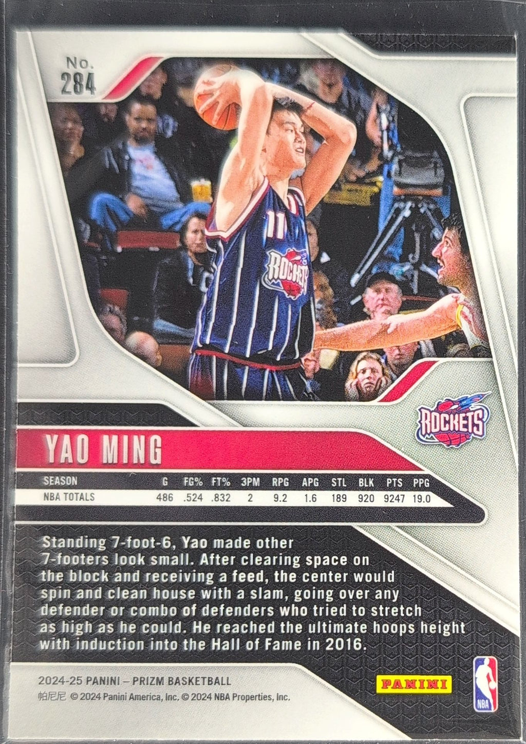 2024-25 Panini Prizm Yao Ming #284 Prizms Silver Houston Rockets back