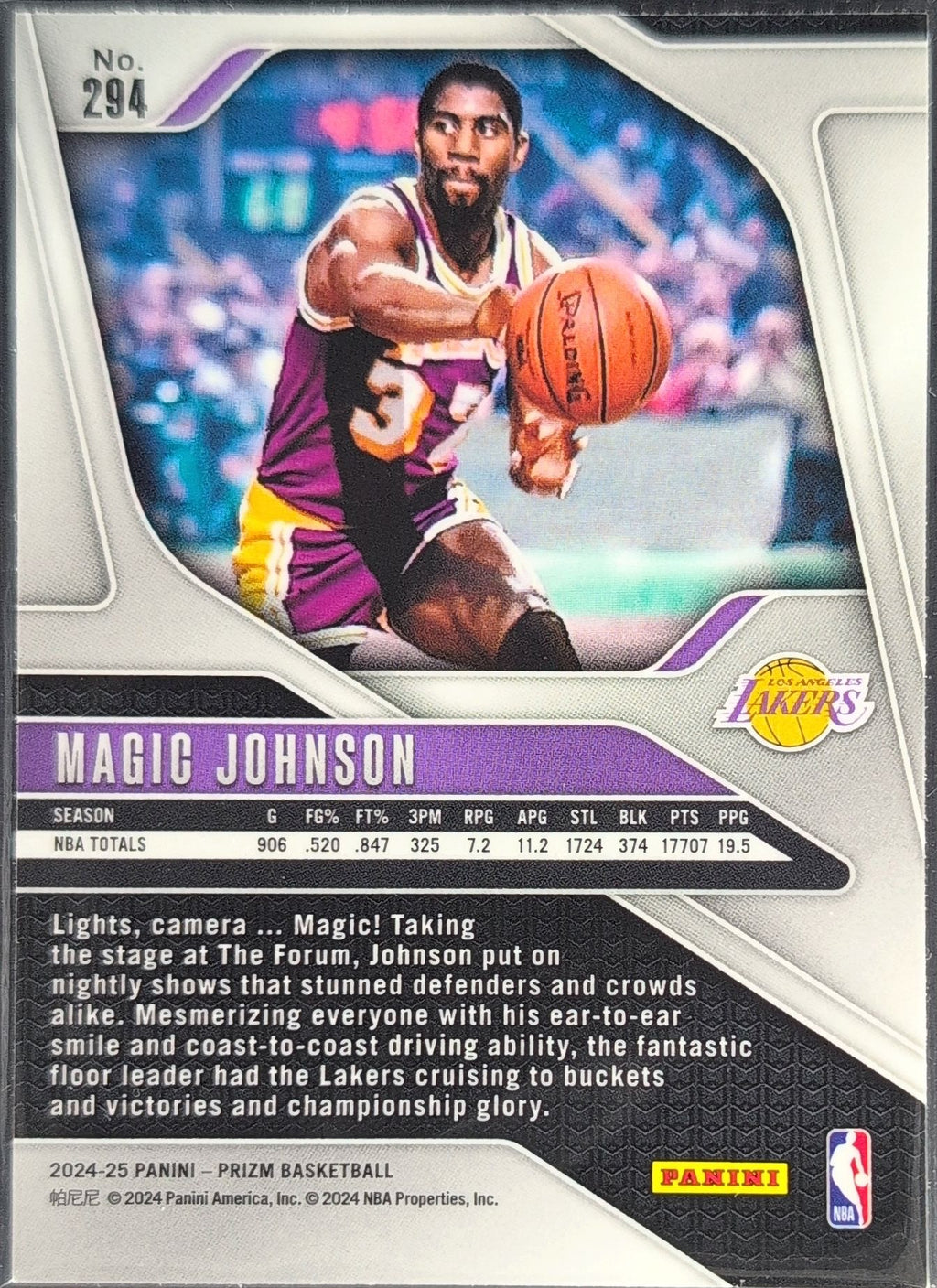 2024-25 Panini Prizm Magic Johnson #294 Los Angeles Lakers back
