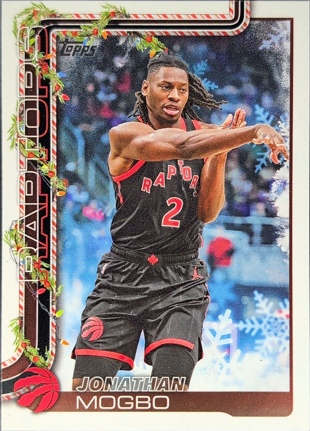 2025-26 Topps Holiday Jonathan Mogbo #H23 Toronto Raptors front