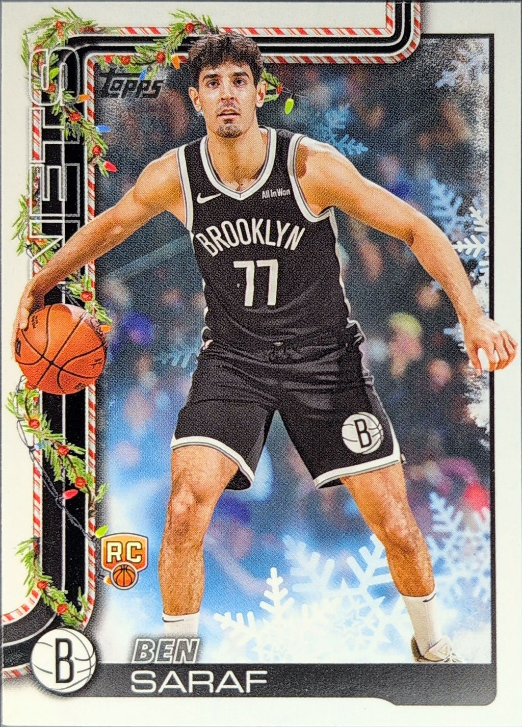 2025-26 Topps Holiday Ben Saraf #H186 RC Brooklyn Nets front