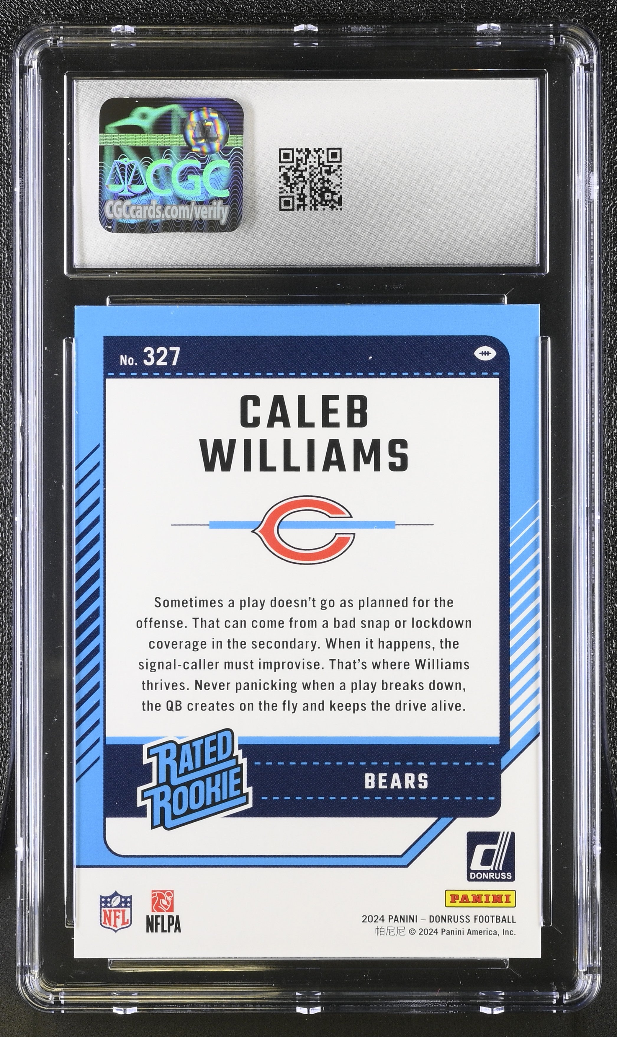 2024 Donruss Caleb Williams #327 RC Chicago Bears CGC 8.5 back